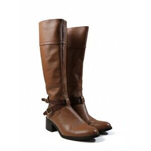 Franco Sarto Lapis WC Wide Calf Leather Knee High Boots Women's 9.5M-WC Brown